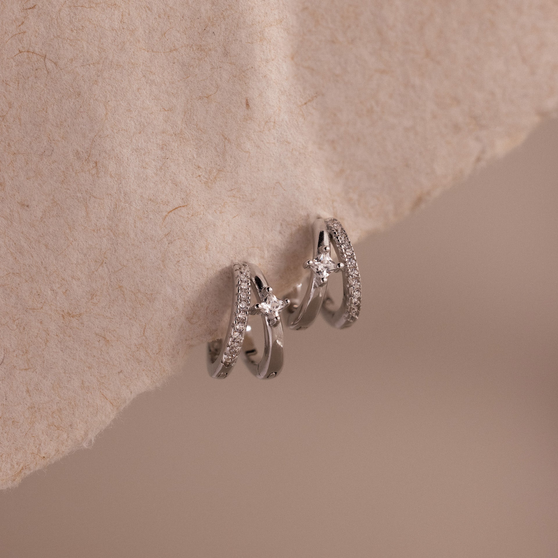 Pave Diamond Duo Huggies
