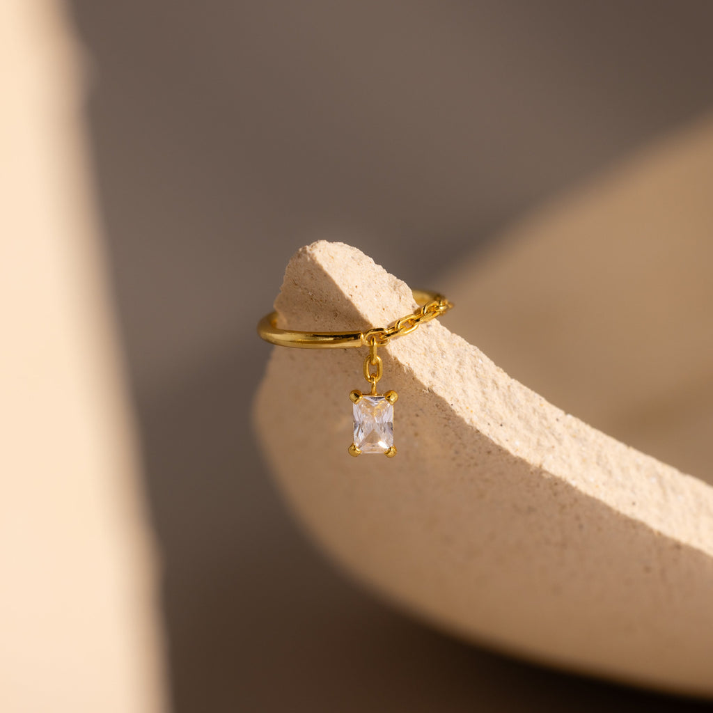 Birthstone Drop Chain Ring