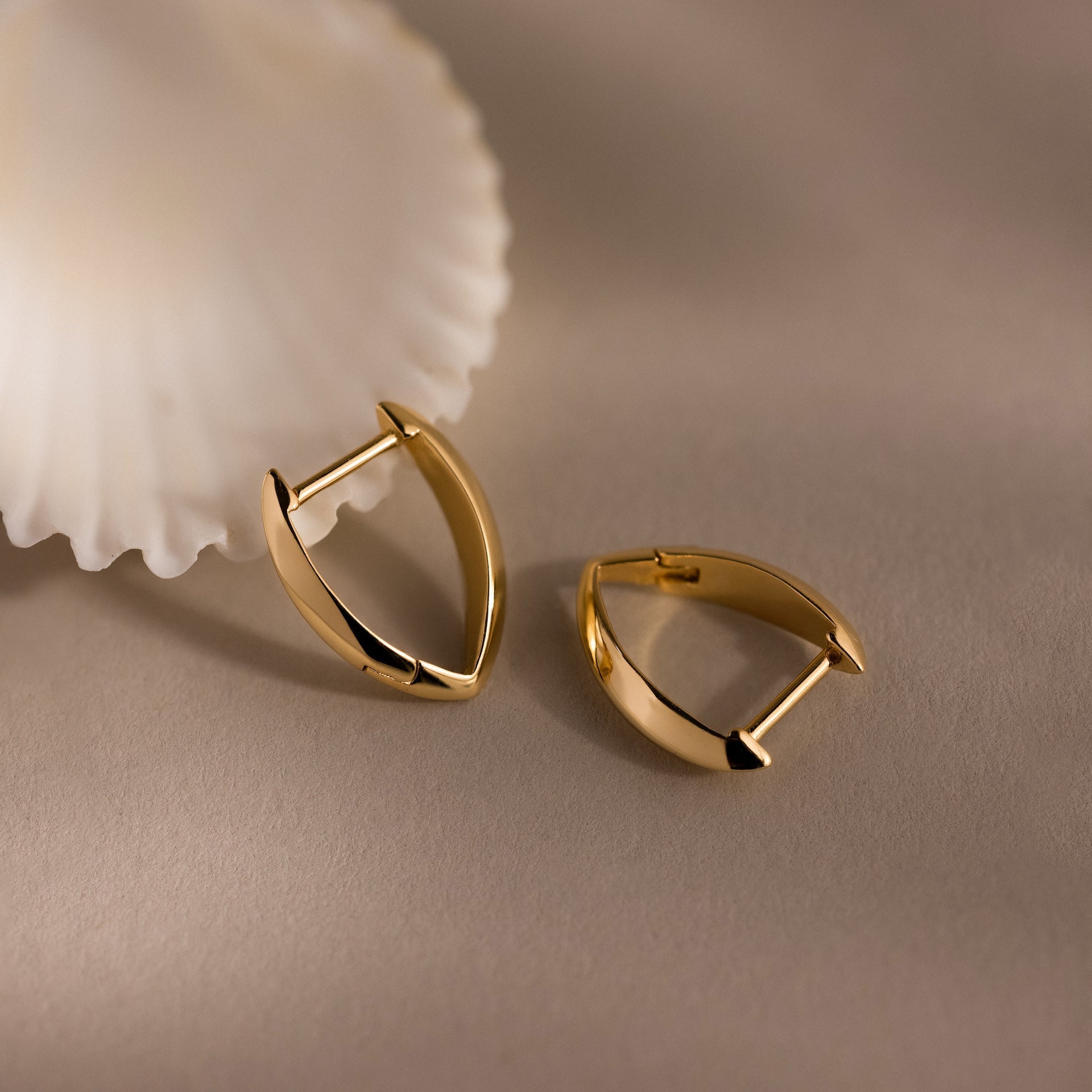 Geometric Leaf Hoop Earrings