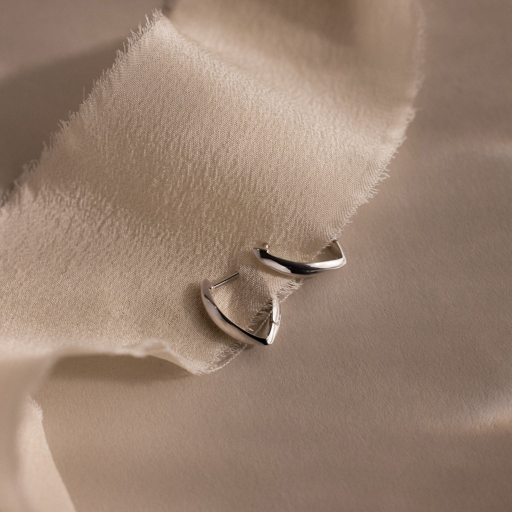 Geometric Leaf Hoop Earrings