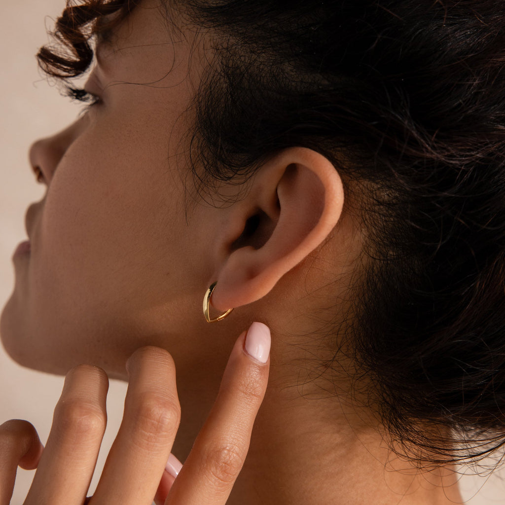 Geometric Leaf Hoop Earrings