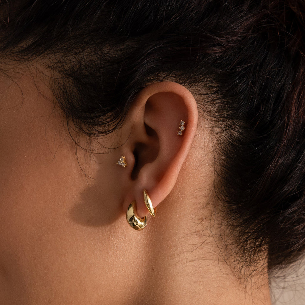 Geometric Leaf Hoop Earrings