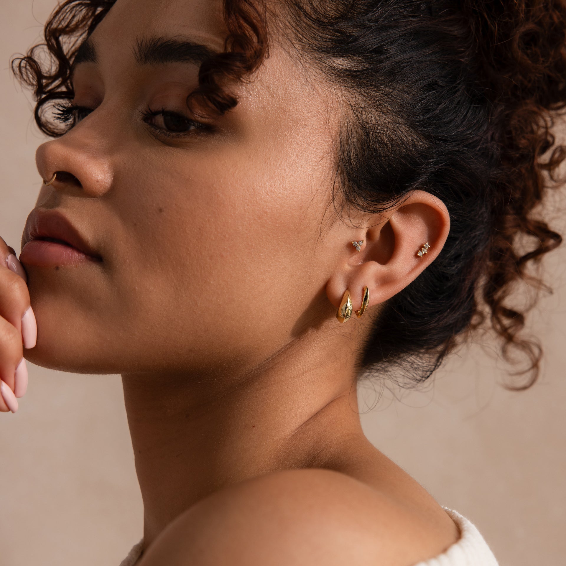 Geometric Leaf Hoop Earrings