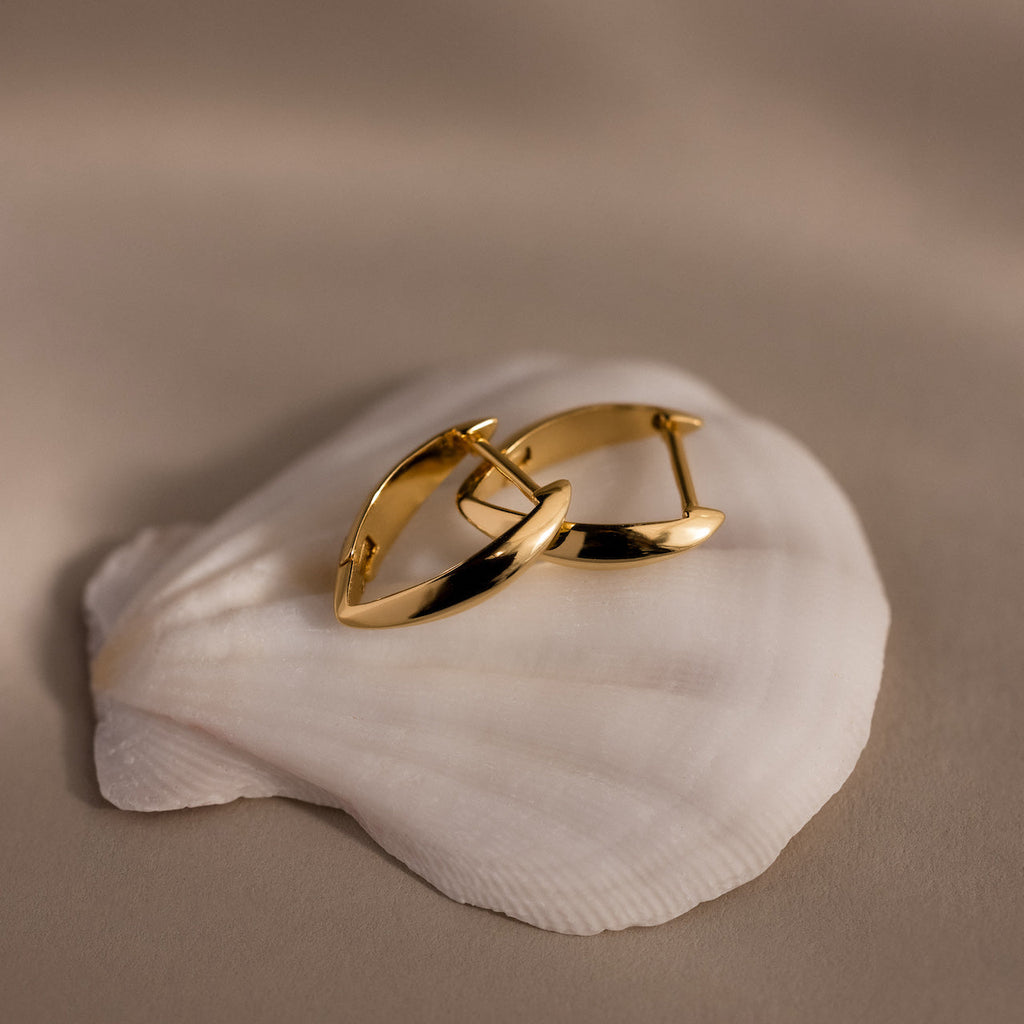 Geometric Leaf Hoop Earrings