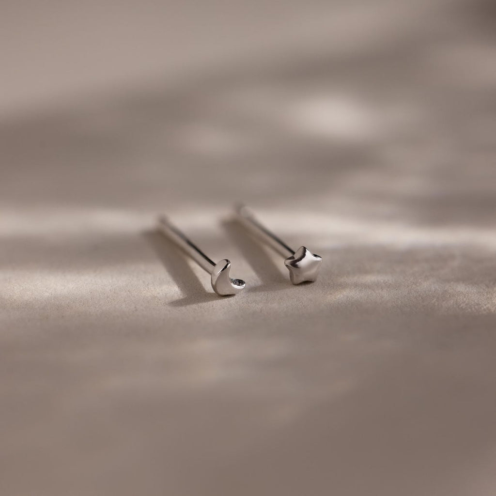 Tiny Moon & Star Studs