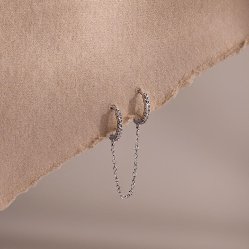Pave Duo Chain Earring
