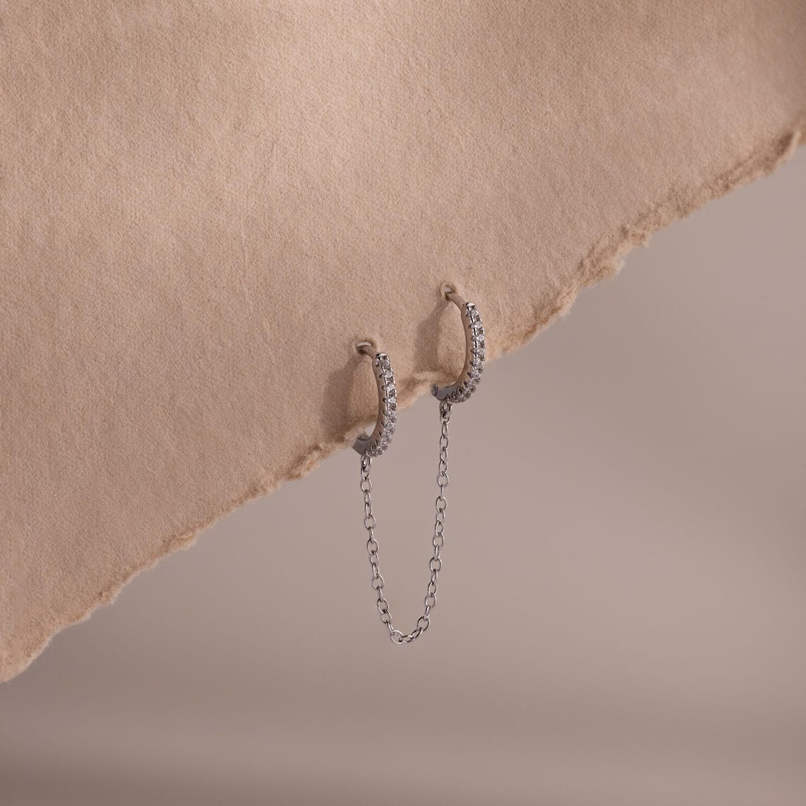 Pave Duo Chain Earring