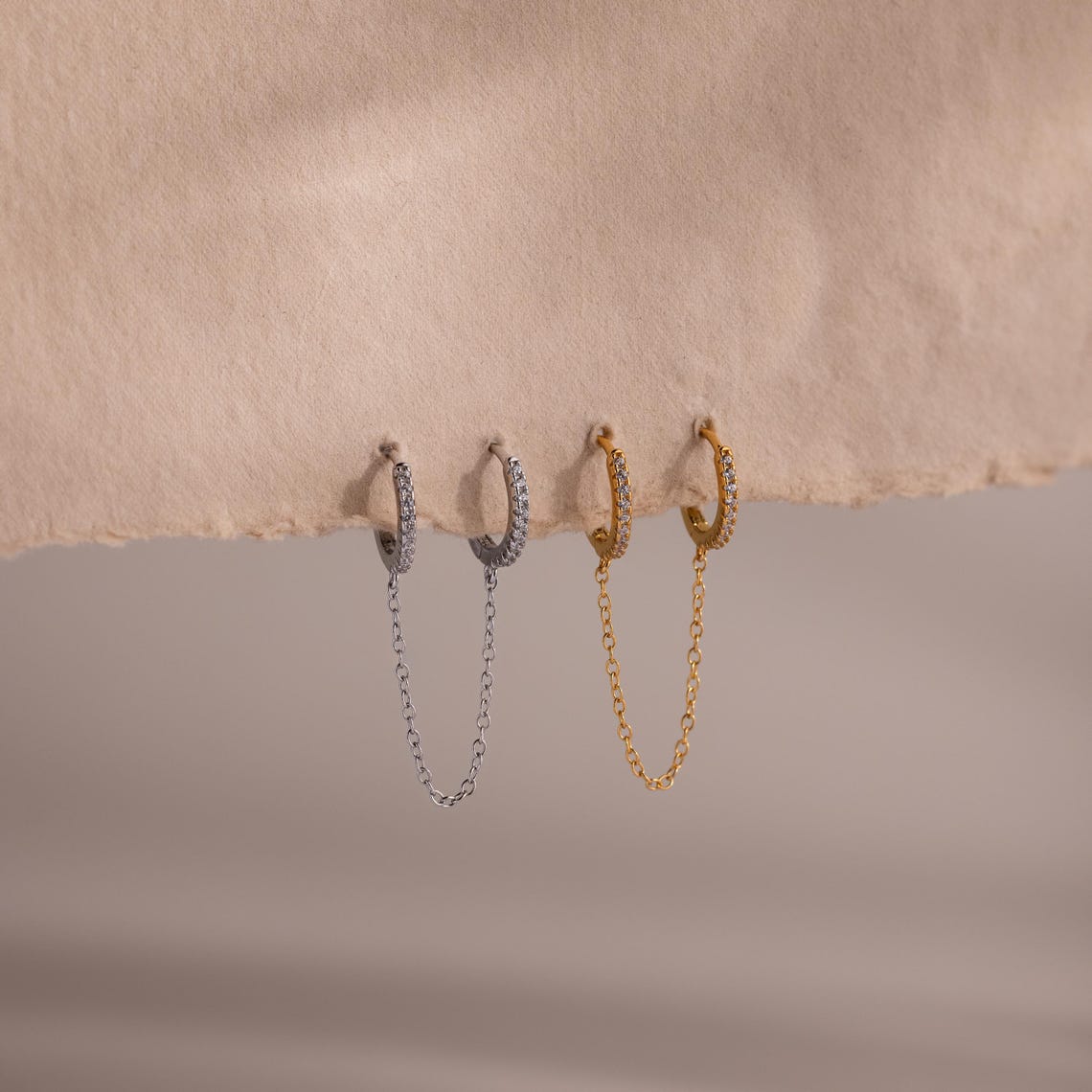 Pave Duo Chain Earring