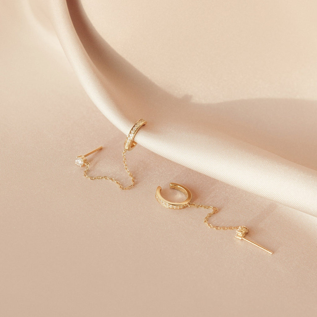 Pave Chain Ear Cuffs