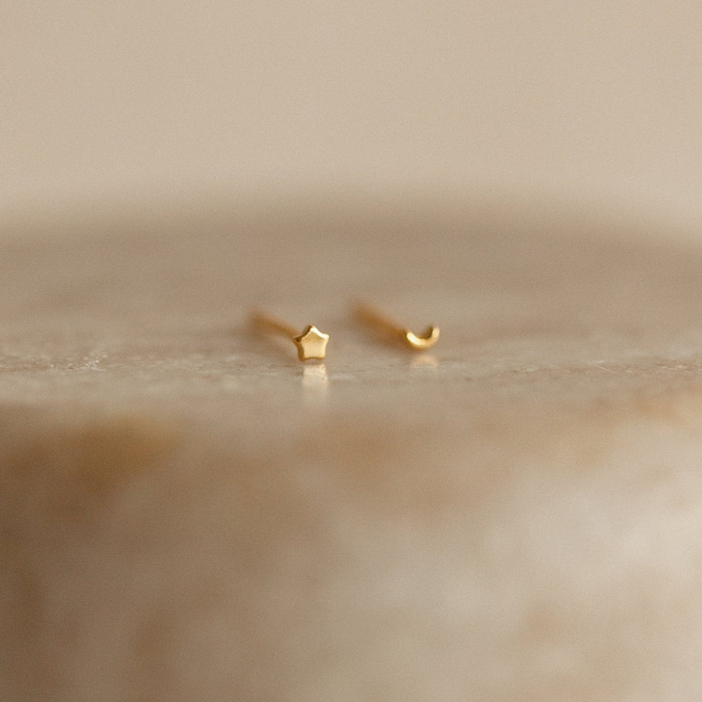 Tiny Moon & Star Studs