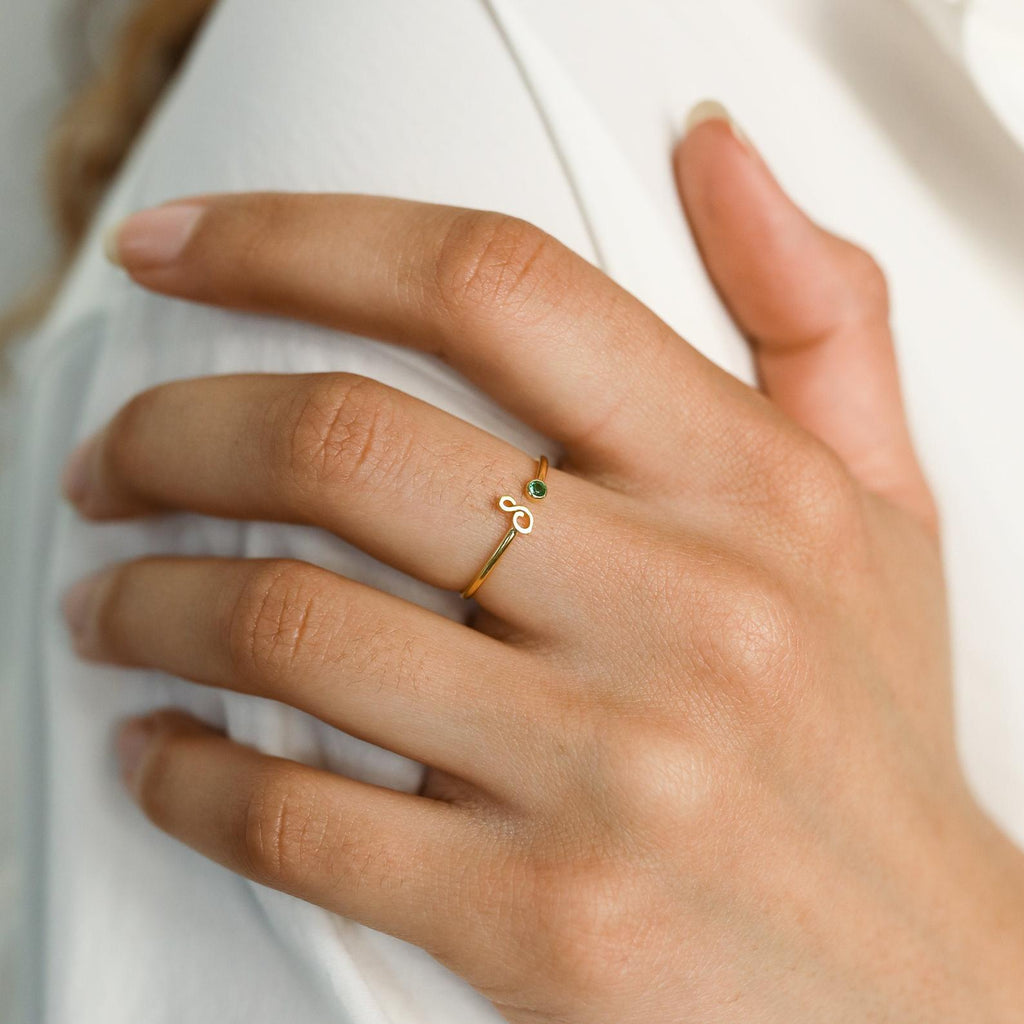 Venice Initial Birthstone Ring