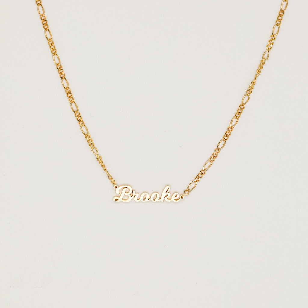 Mellow Name Necklace in Figaro Chain