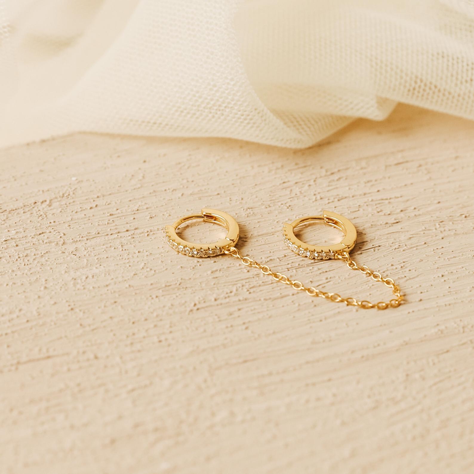 Pave Duo Chain Earring