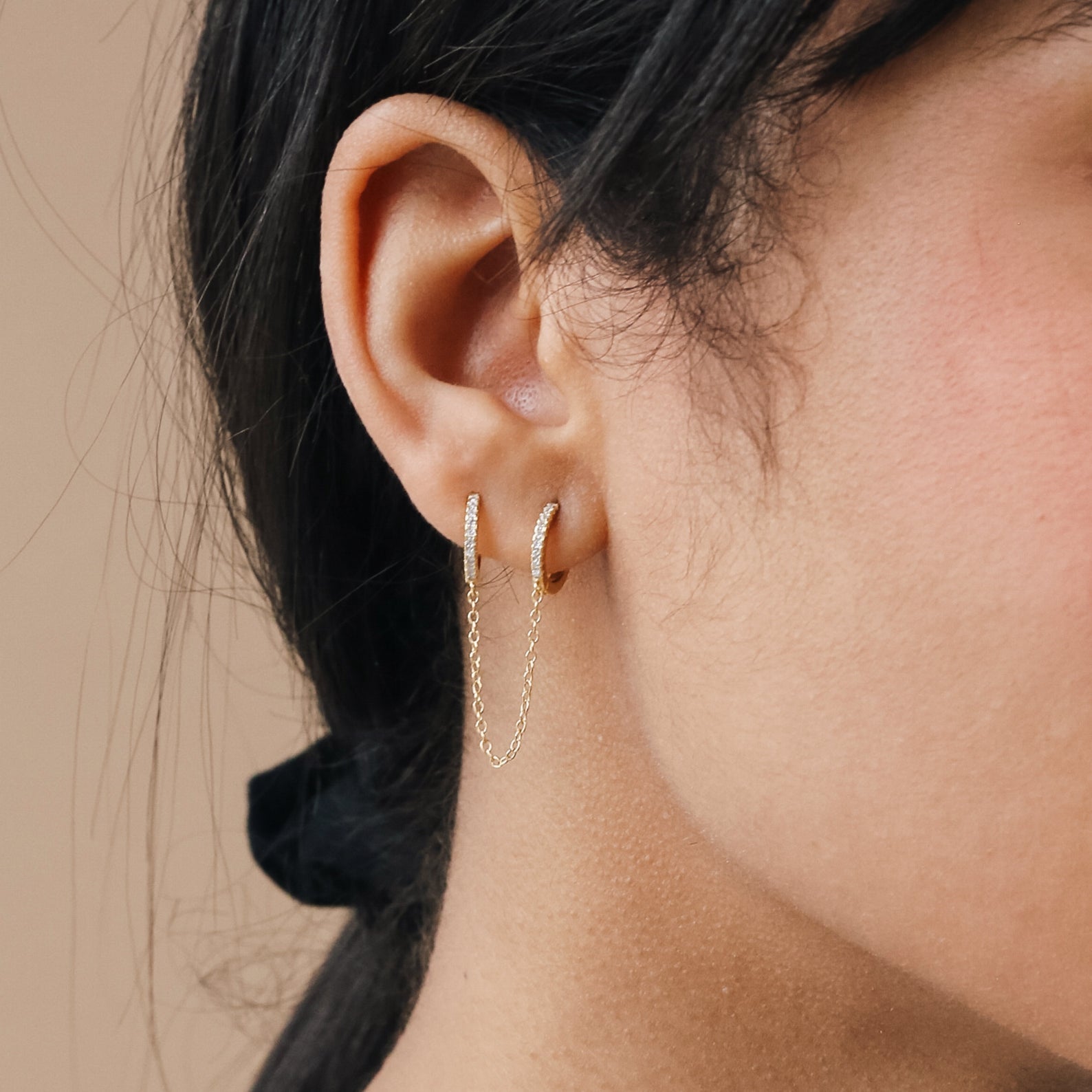 Pave Duo Chain Earring