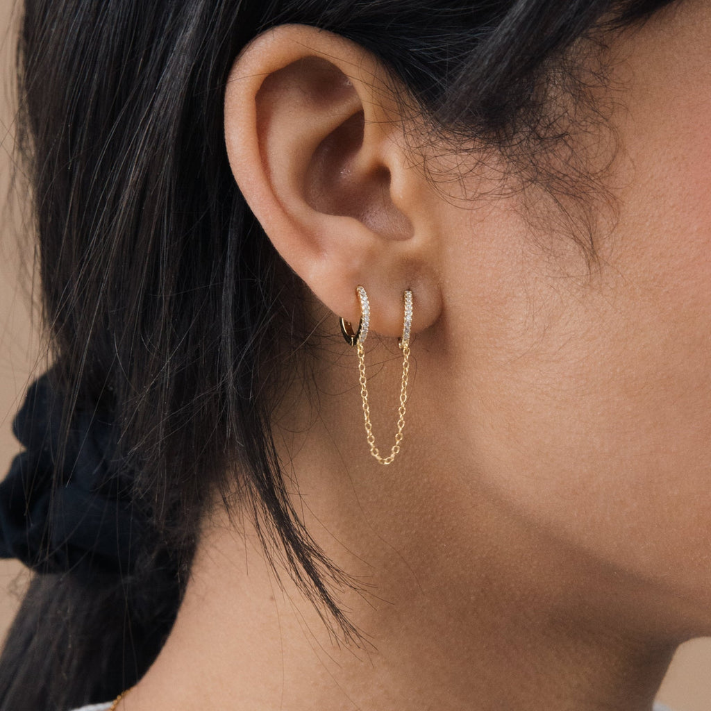 Pave Duo Chain Earring