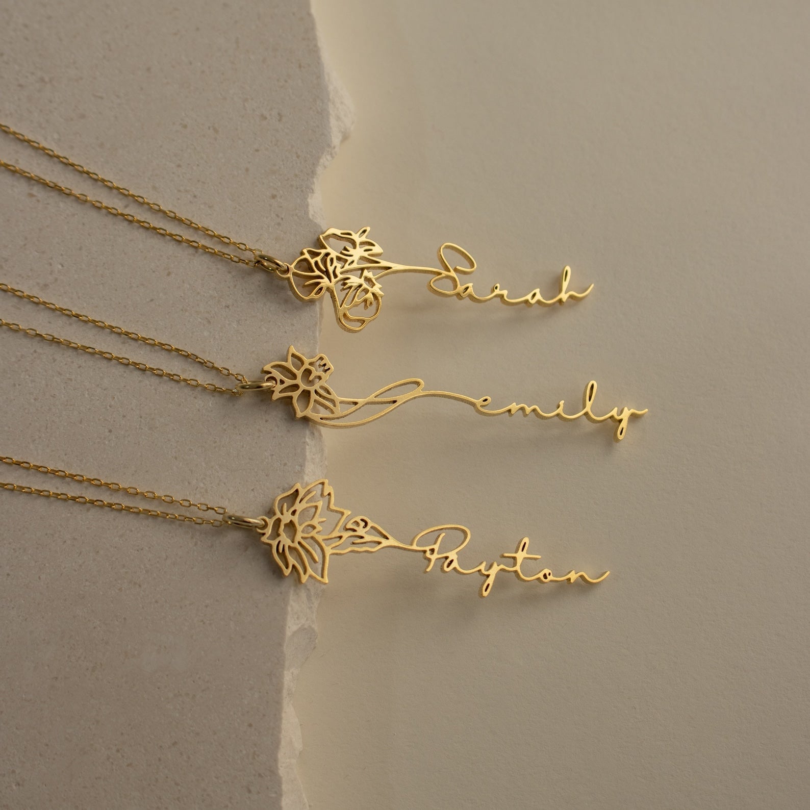 Flower Birth Name Necklace