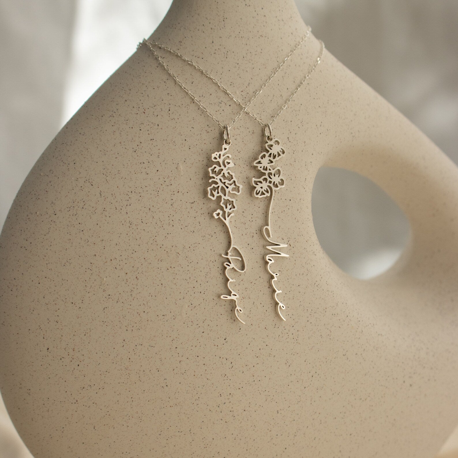 Flower Birth Name Necklace