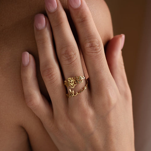 Birth Flower Name Ring