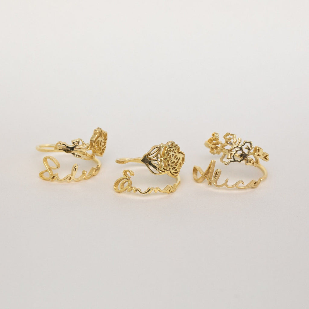 Birth Flower Name Ring