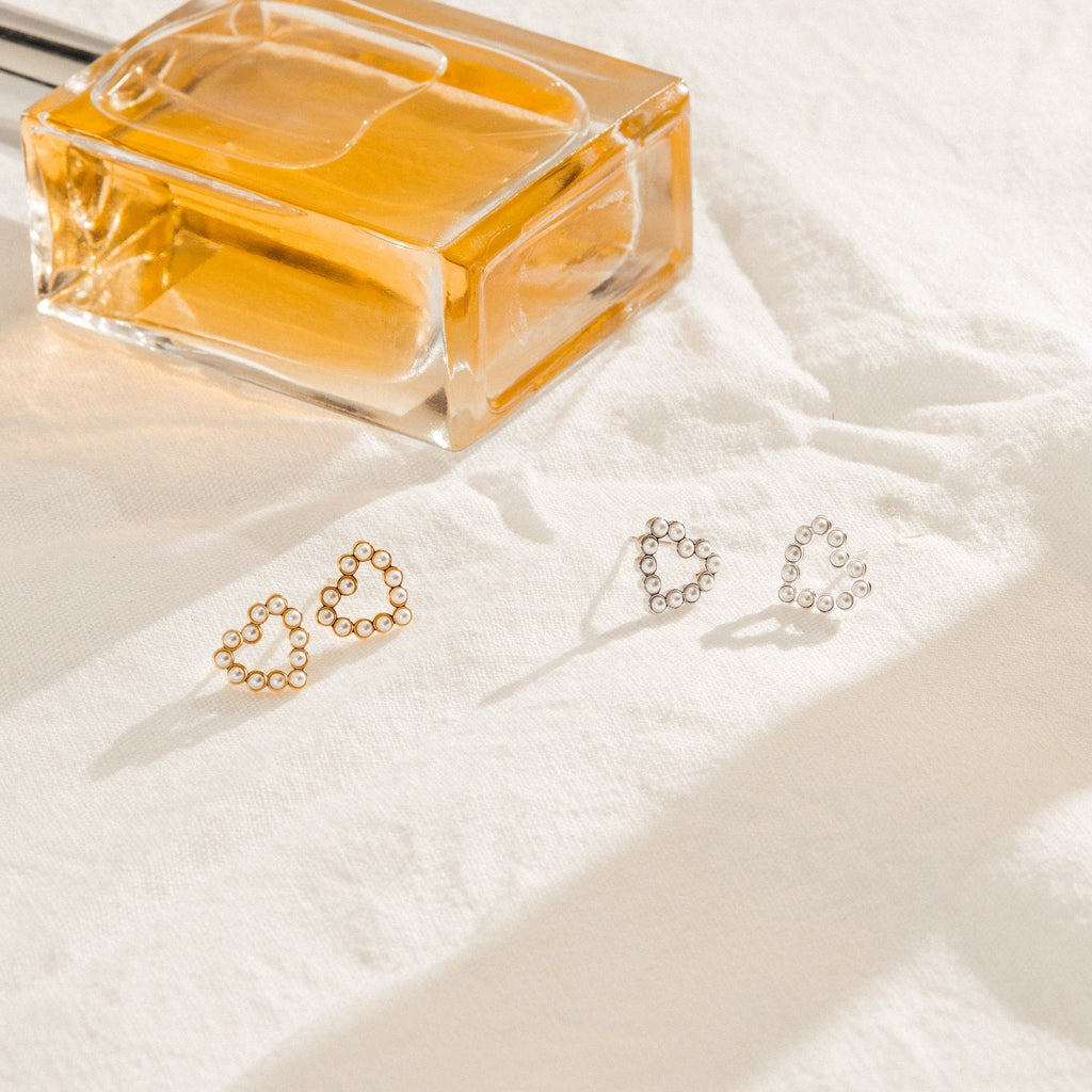 Pearl Heart Studs