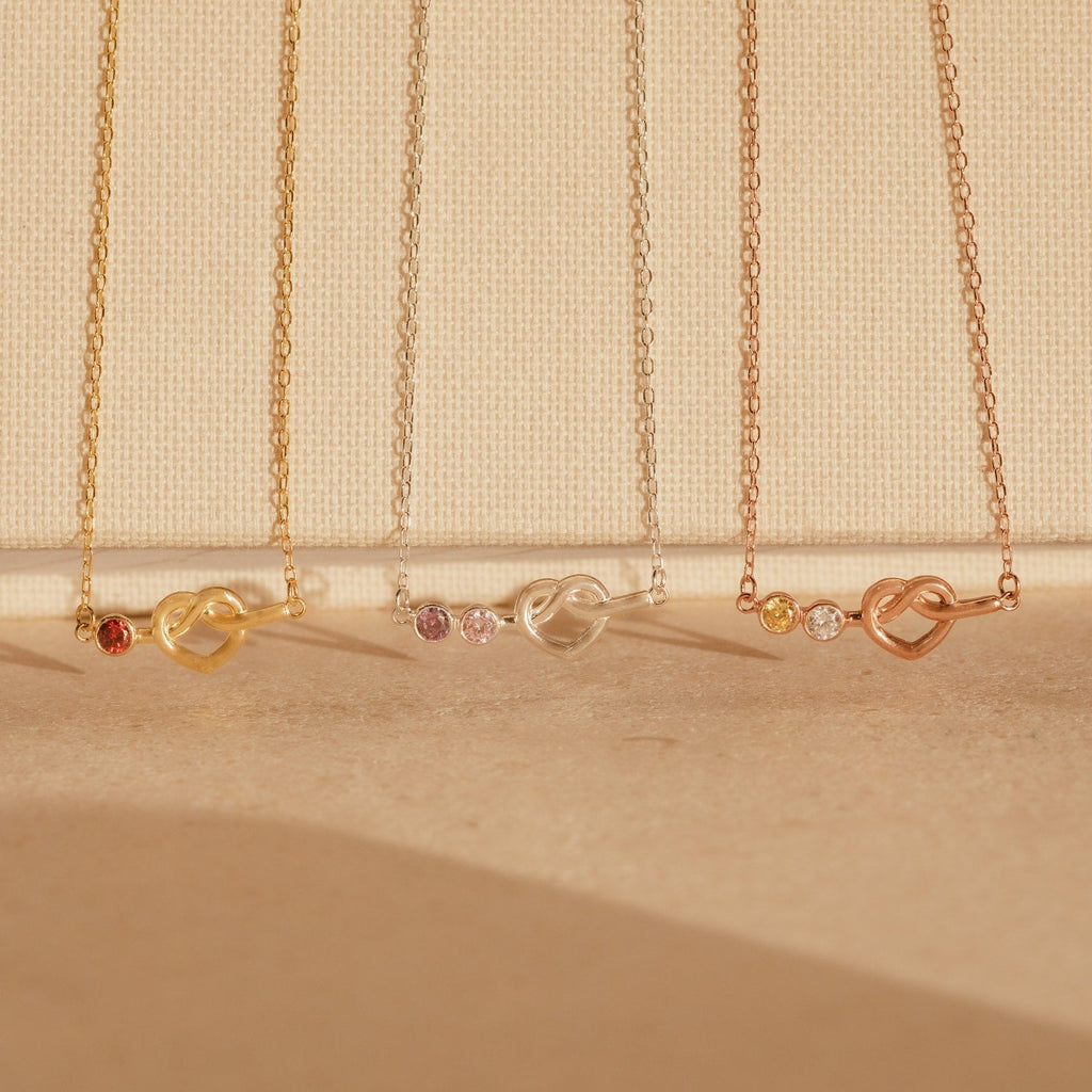Love Knot Birthstone Necklace