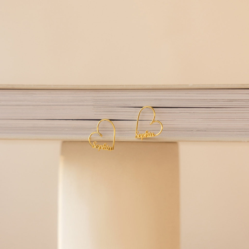 London Heart Name Earrings
