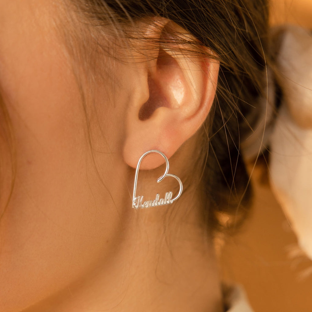 London Heart Name Earrings