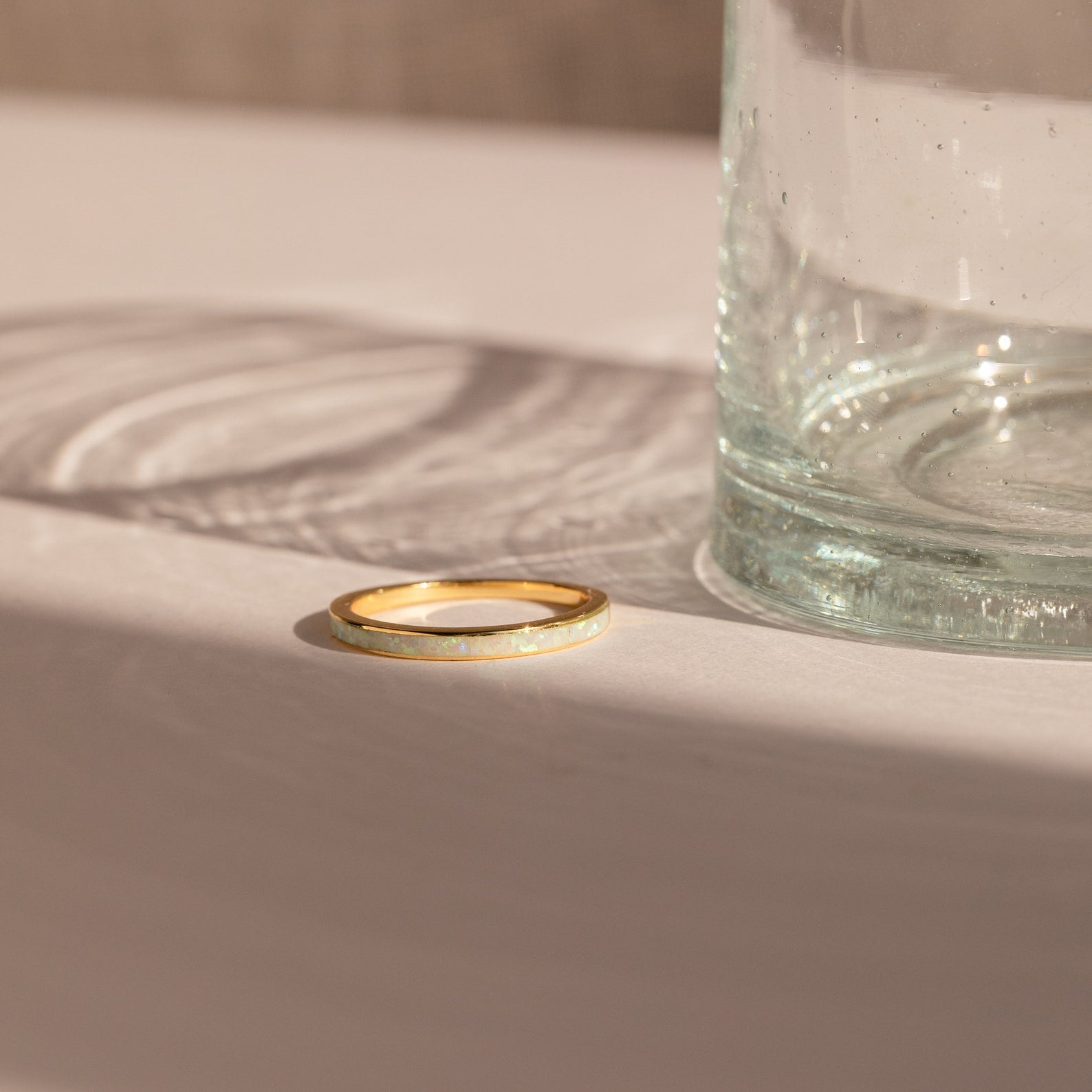 White Opal Inlay Band
