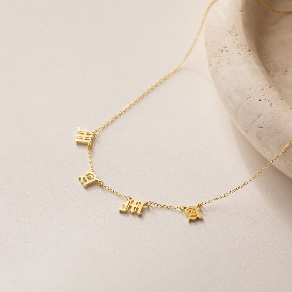 Old English Letter Name Necklace