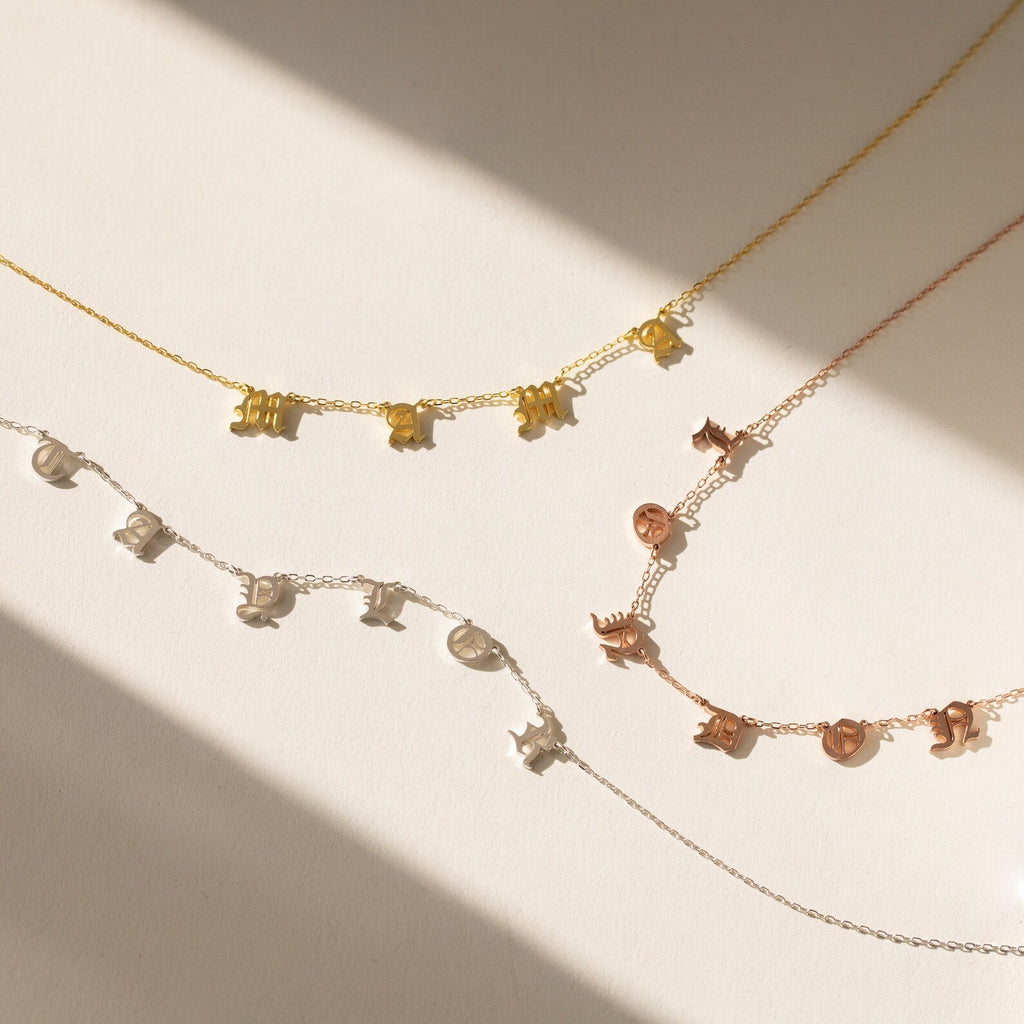 Old English Letter Name Necklace