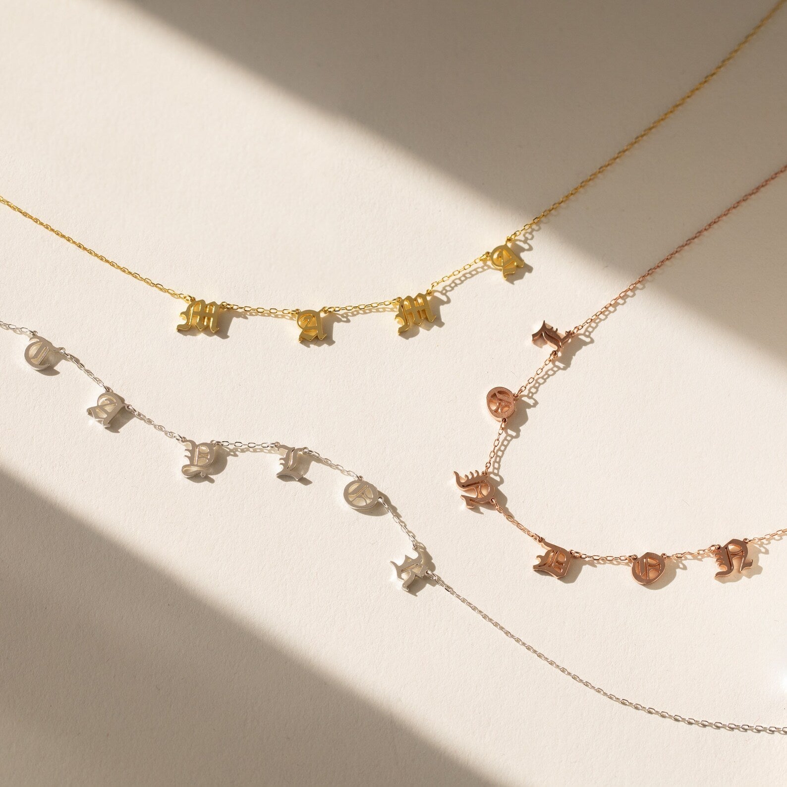 Old English Letter Name Necklace