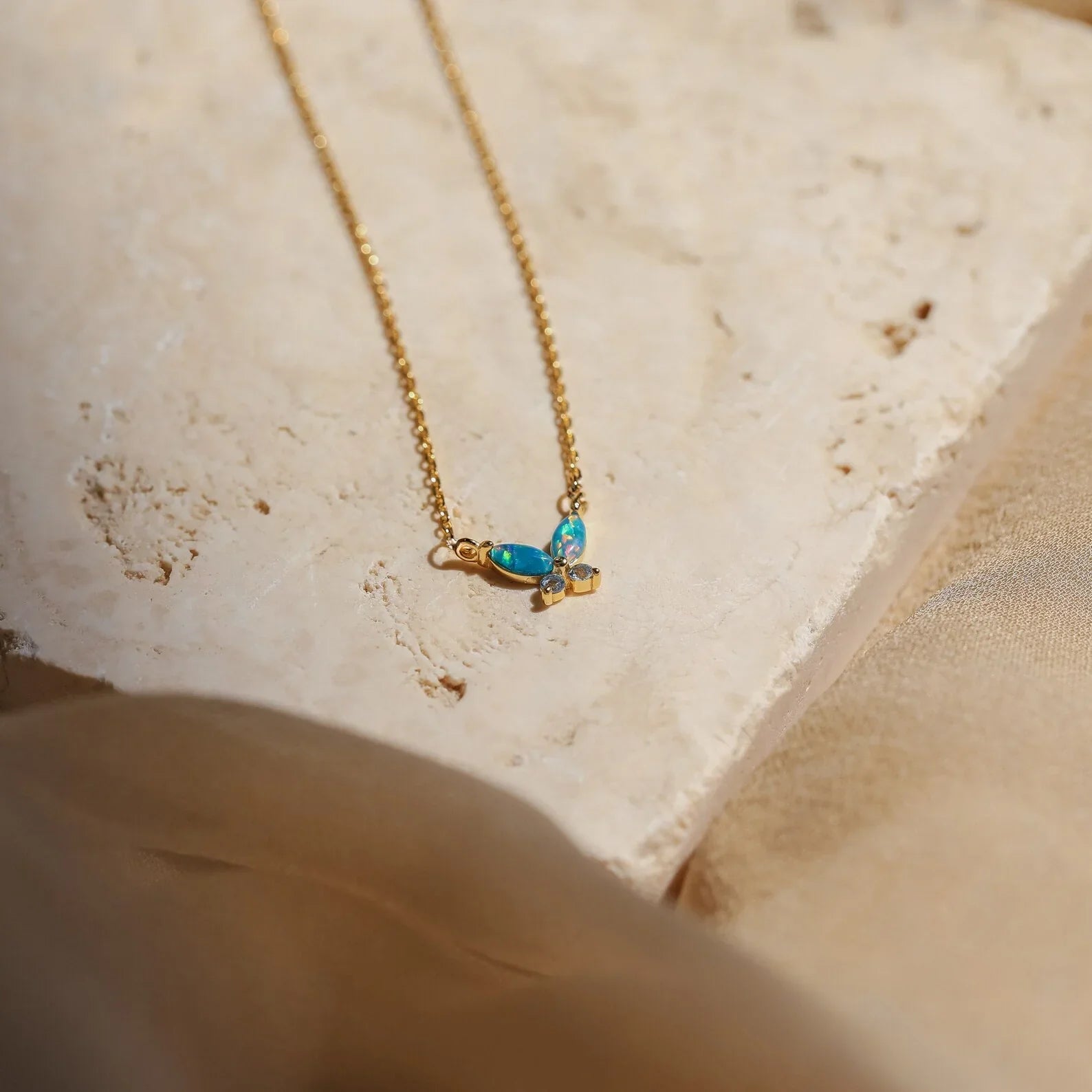 Opal Butterfly Necklace Set