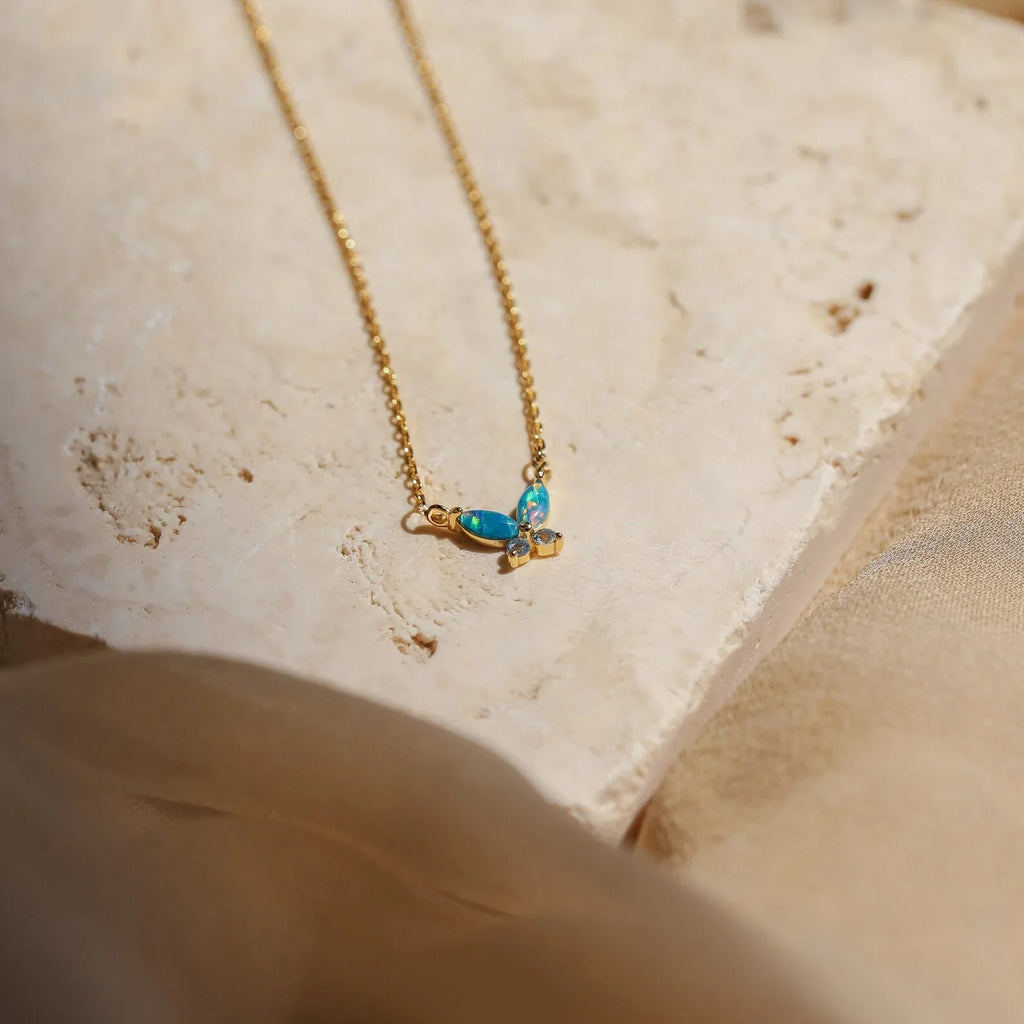 Opal Butterfly Necklace Set
