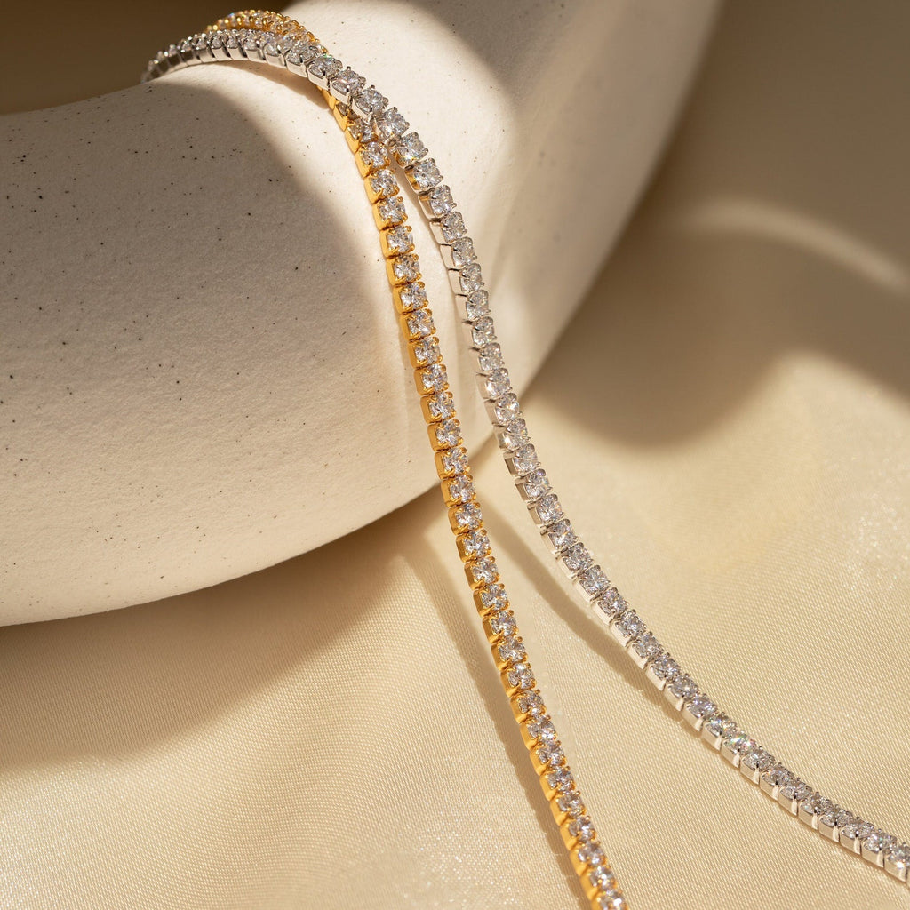 Dainty Diamond Tennis Necklace & Bracelet Set
