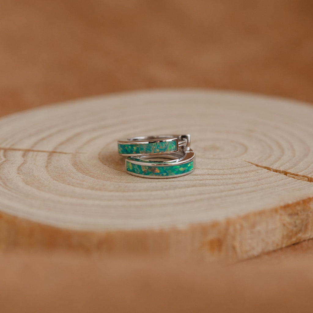 Green Opal Inlay Huggies