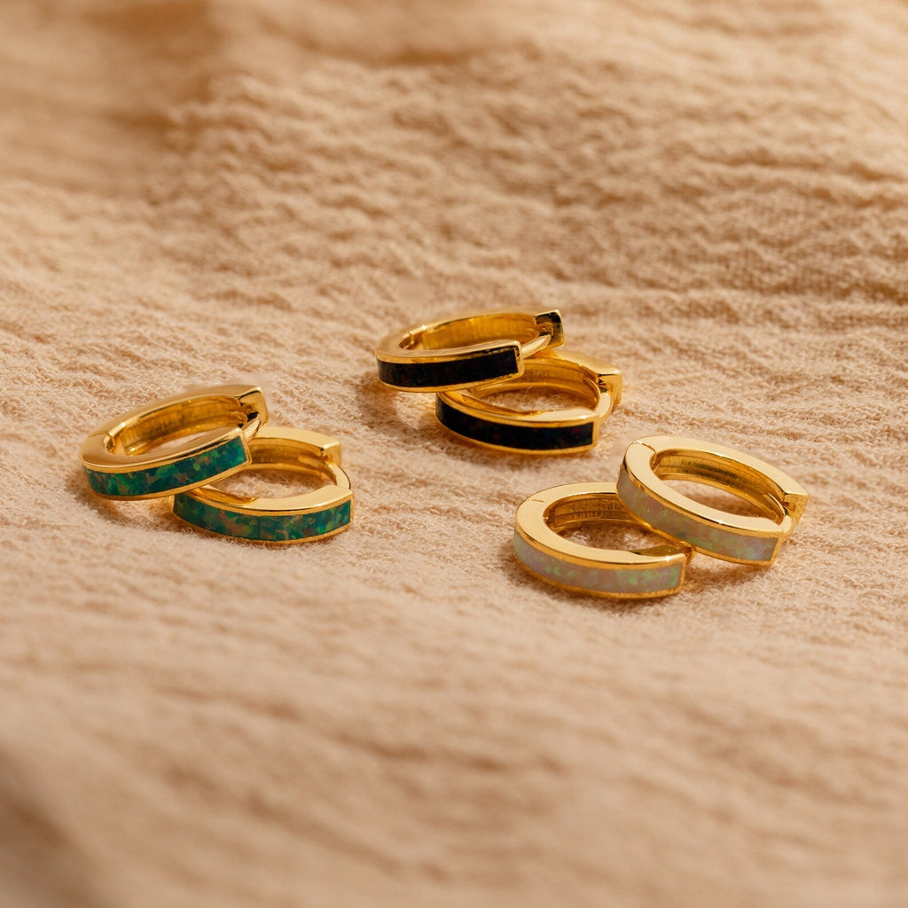 Opal Inlay Hoops Set