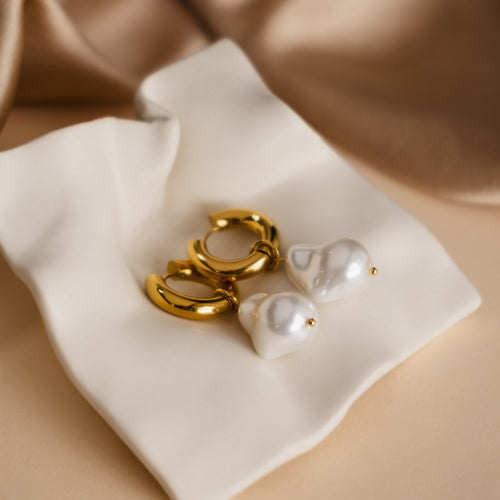 Baroque Pearl Drop Hoops