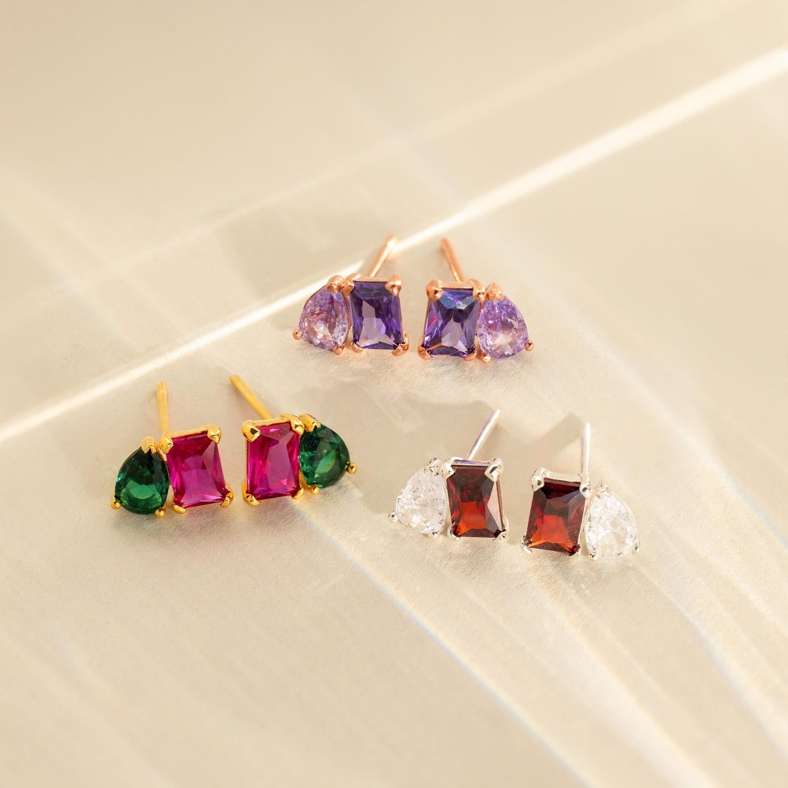 Toi et Moi Birthstone Earrings
