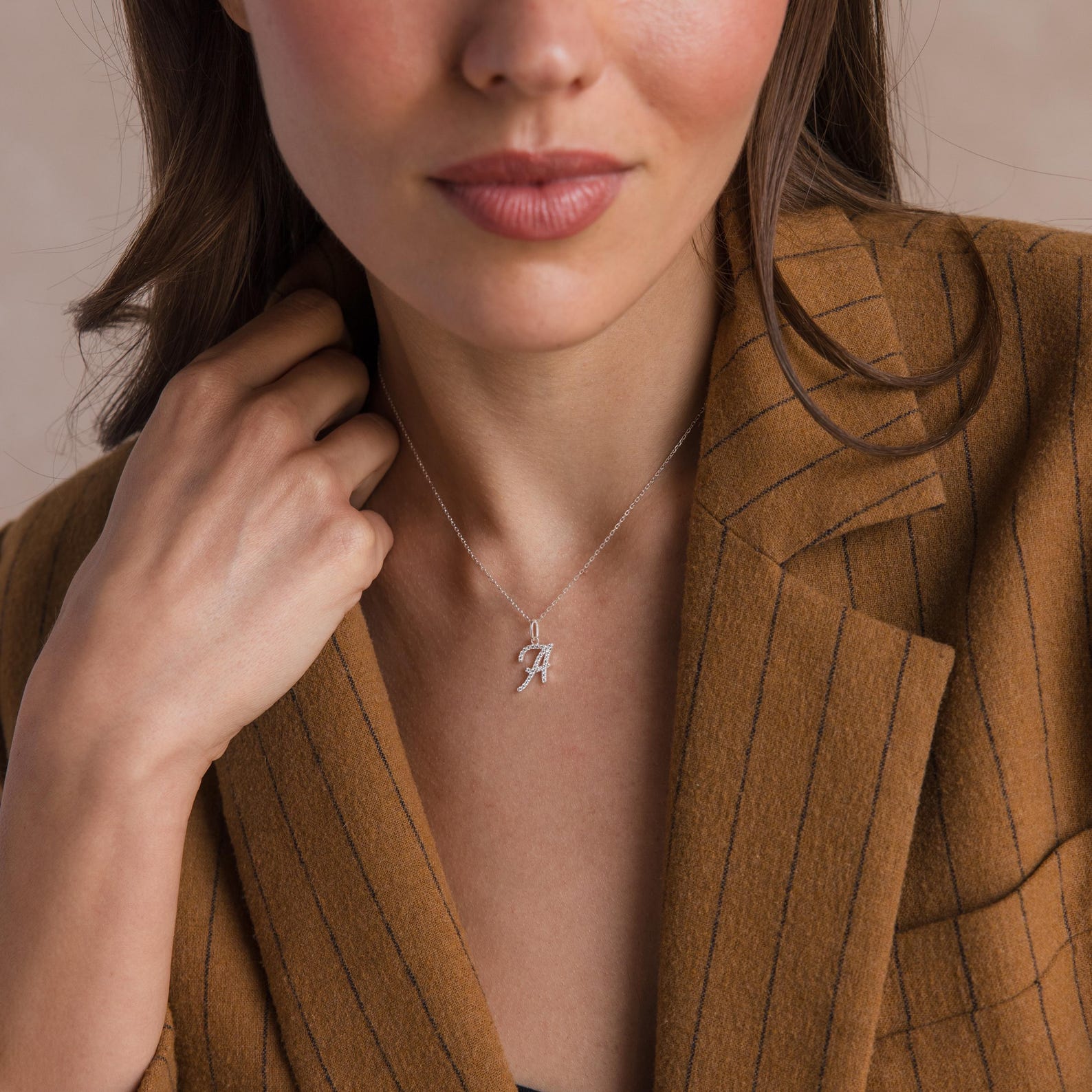 Large Pave Initial Necklace