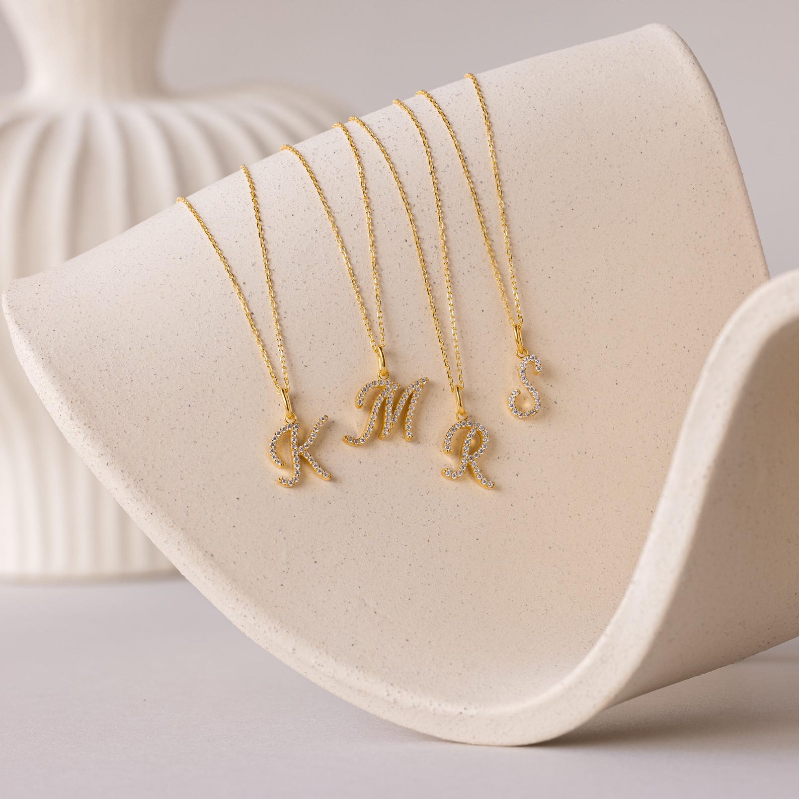 Large Pave Initial Necklace
