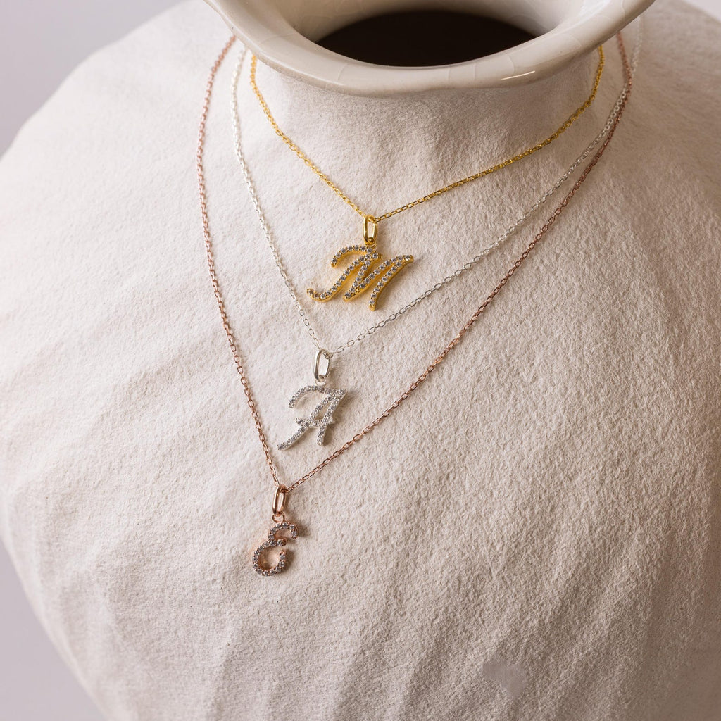 Large Pave Initial Necklace