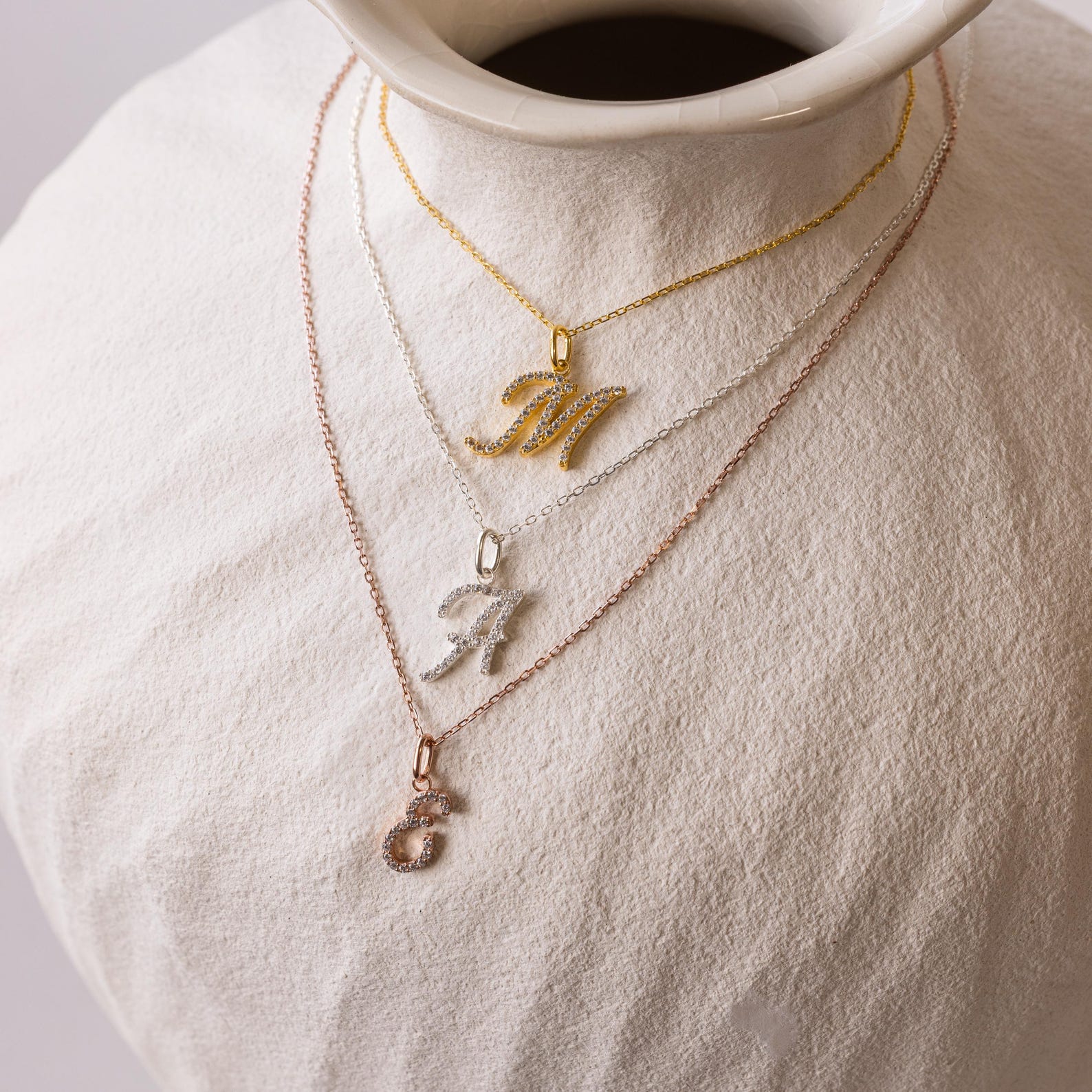 Large Pave Initial Necklace