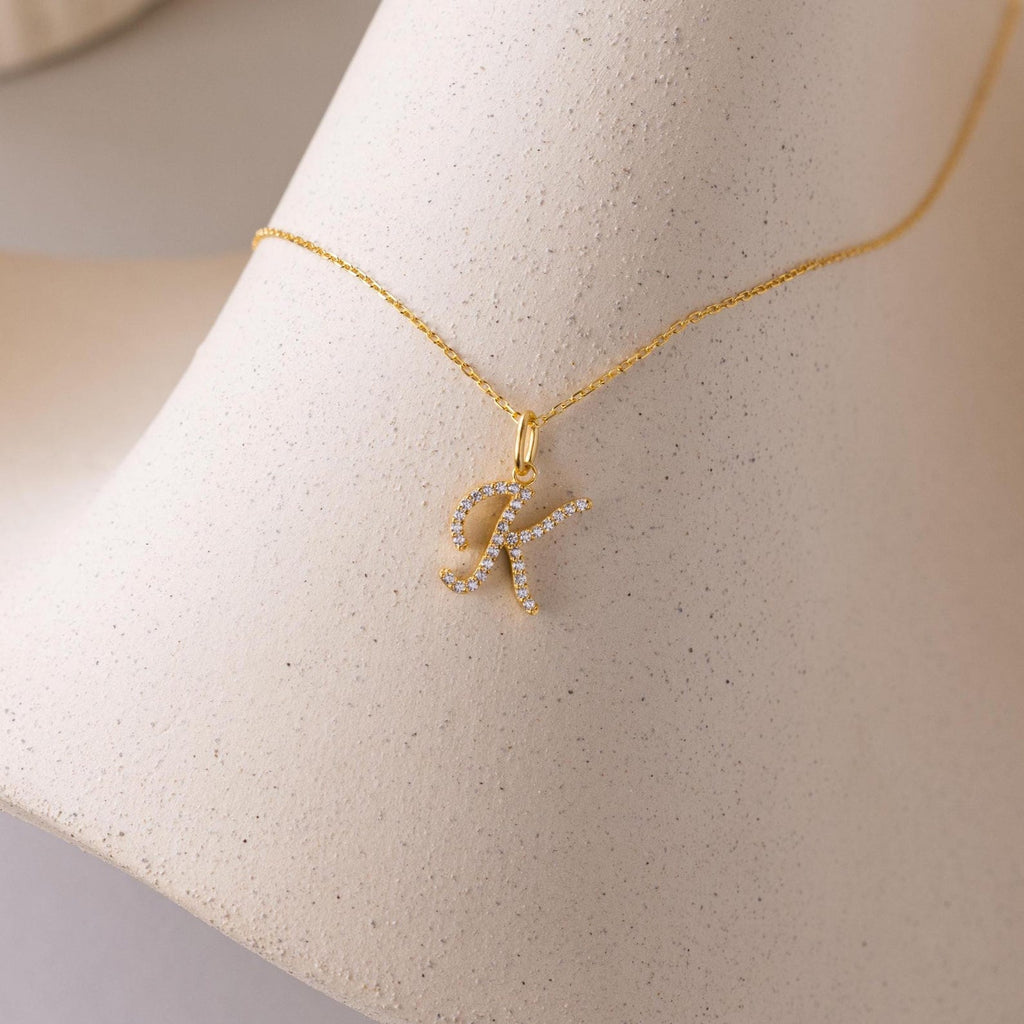 Large Pave Initial Necklace