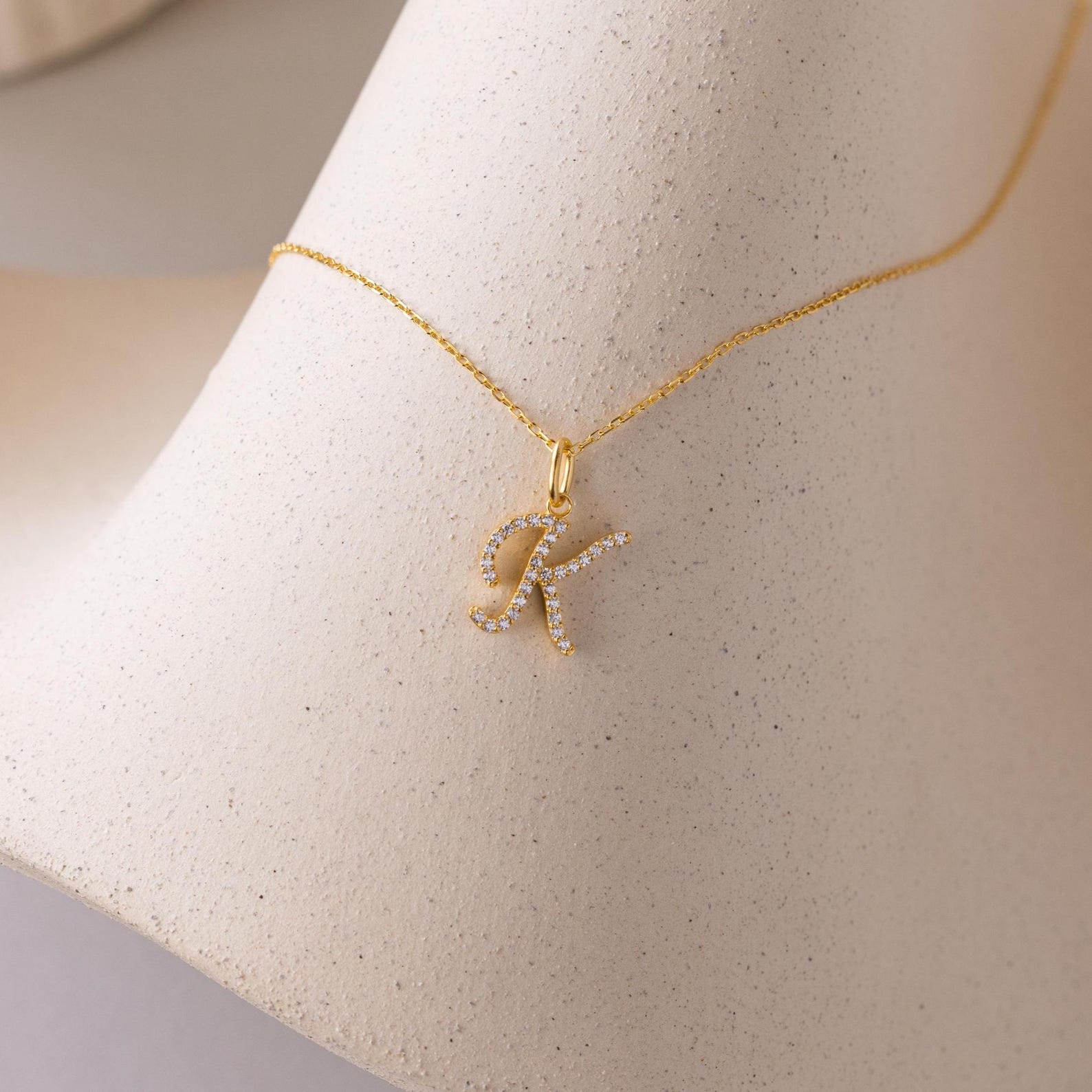Large Pave Initial Necklace