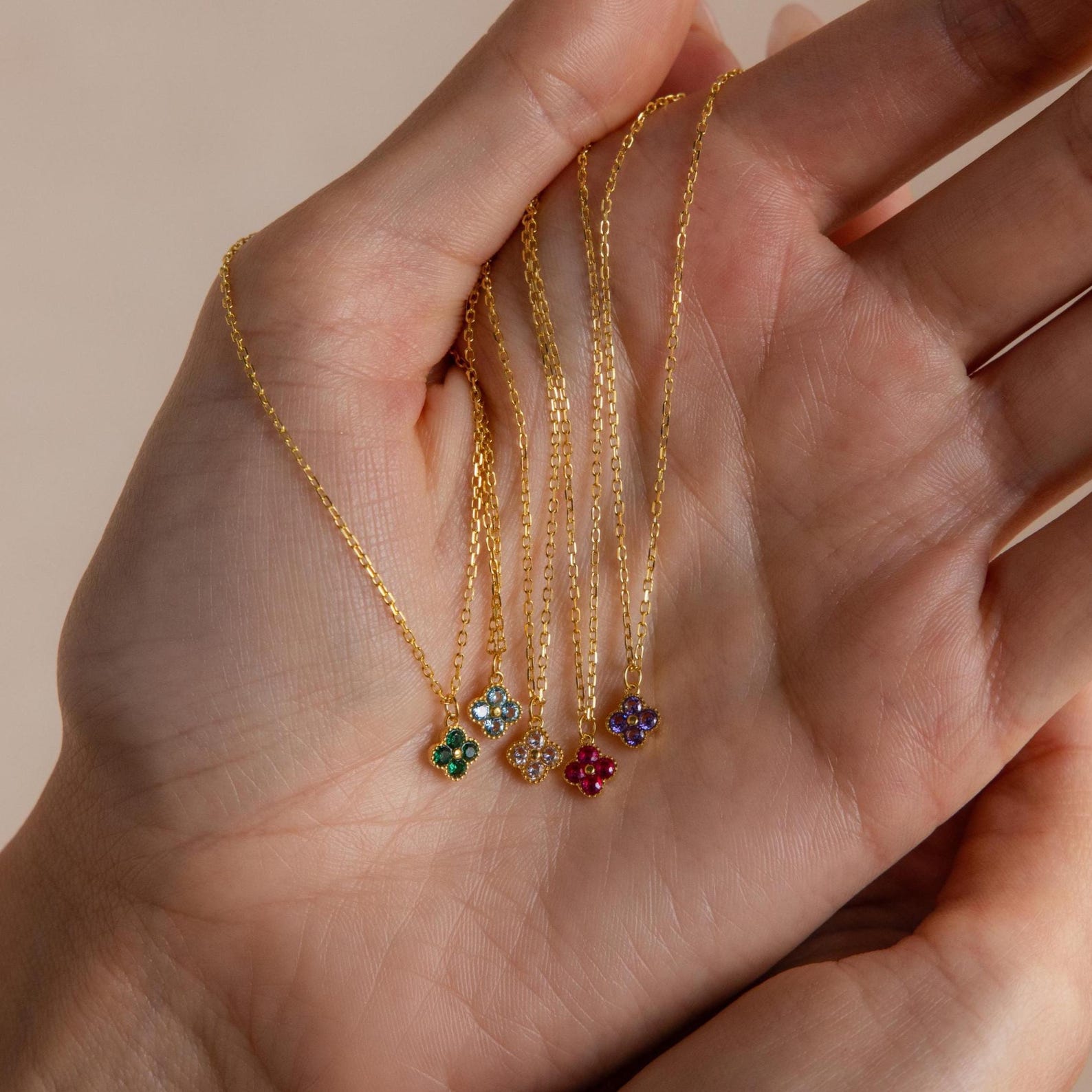 Clover Birthstone Necklace