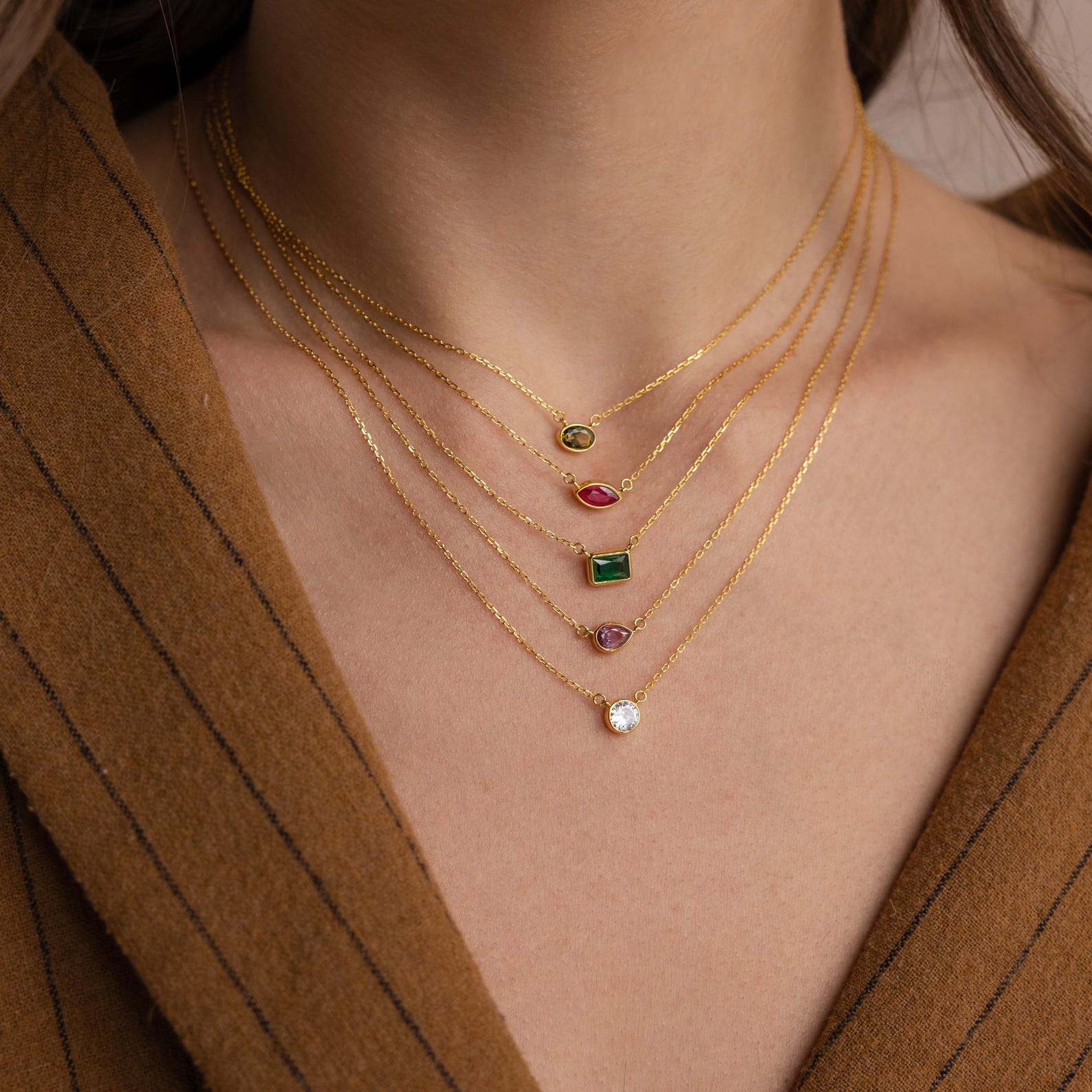 Custom Cut Birthstone Necklace