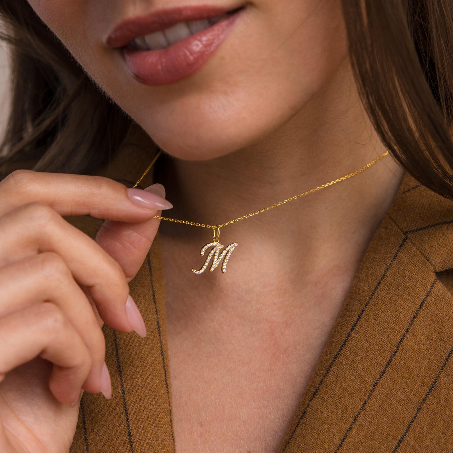 Large Pave Initial Necklace