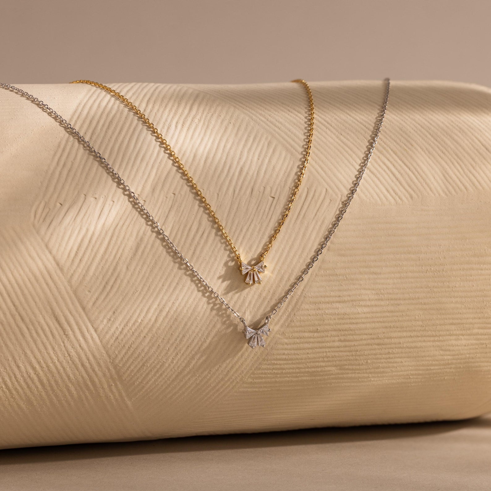 Diamond Bow Necklace & Earrings Set