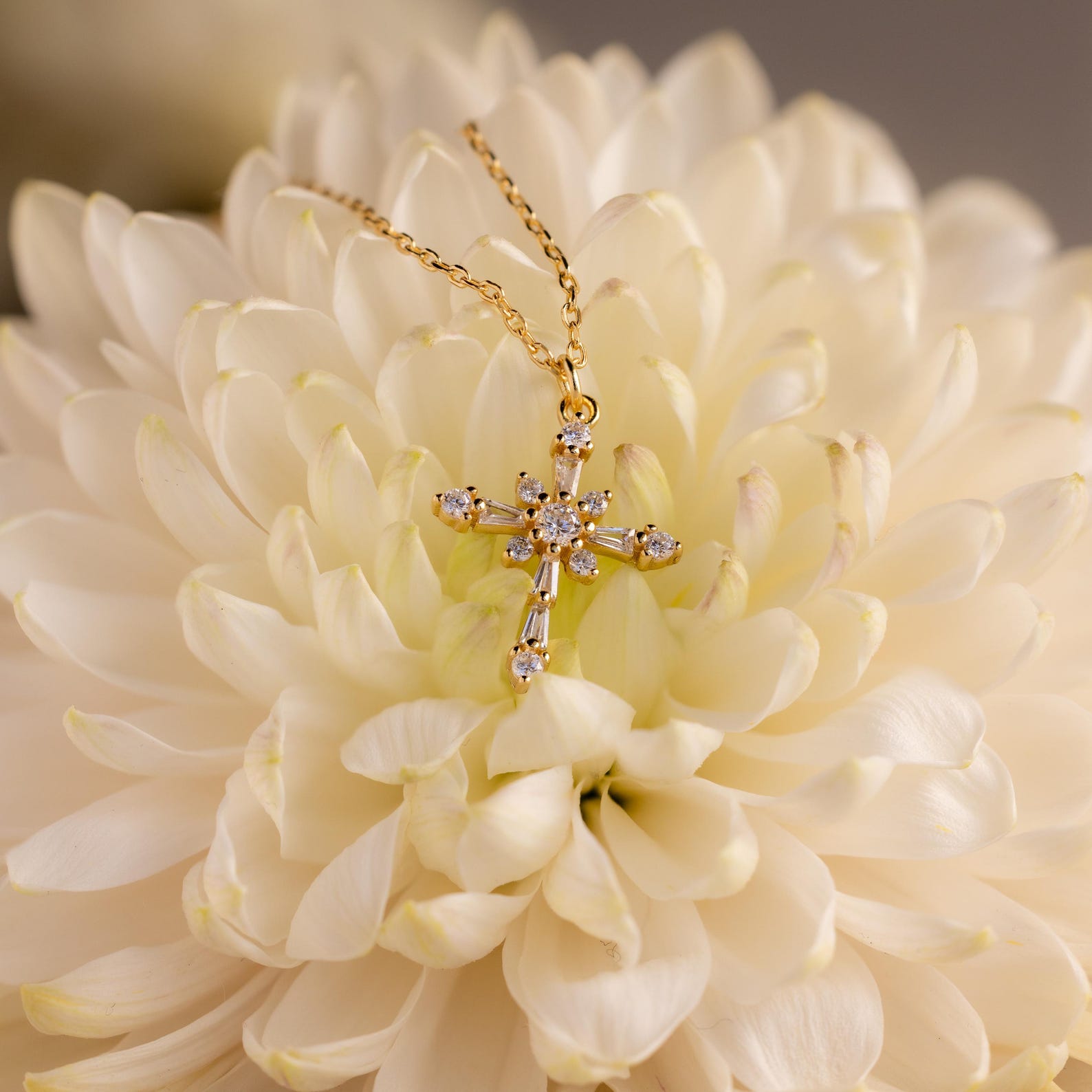 Vintage Diamond Cross Necklace