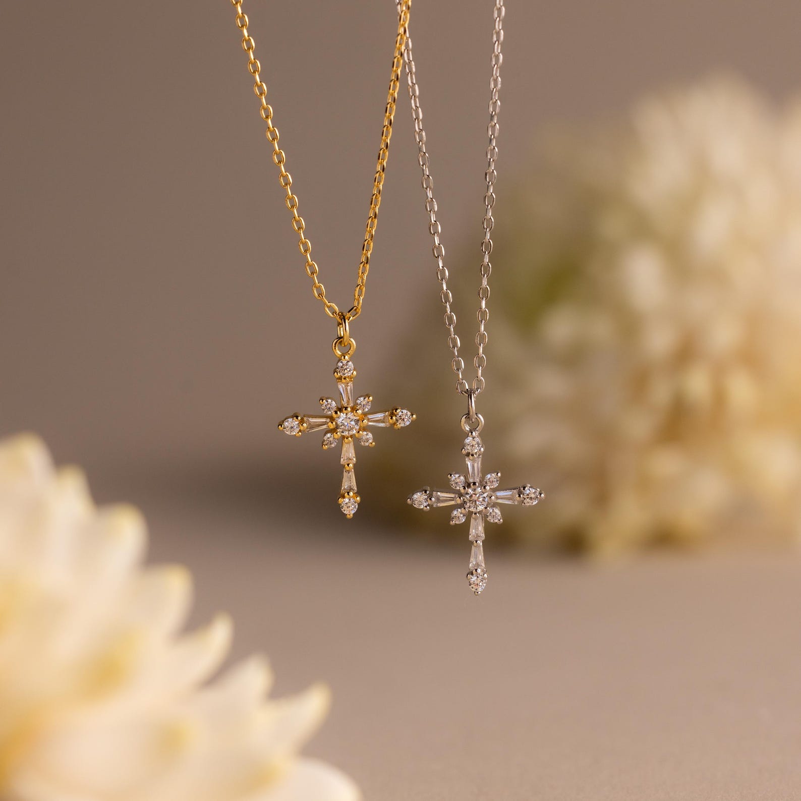 Vintage Diamond Cross Necklace